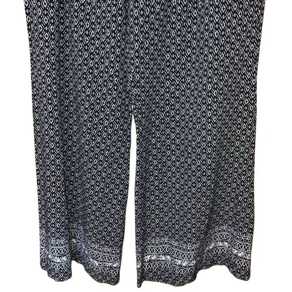 Roan + Ryan high rise black and white wide leg boho patterned rayon pants large - Picture 4 of 8